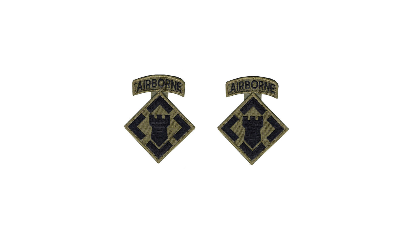 US Army 20th Engineer OCP Patch with Hook Fastener and Airborne Tab (pair)