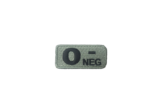 O- Blood Type Patch Foliage Green with Black Letters W/ Hook Fastener