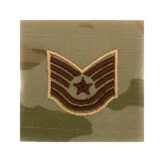 US Air Force E6 Technical Sergeant OCP Spice Brown Sew-On Rank For Shirt,Jacket,Coat