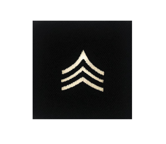(E5) Sergeant 2x2 Black Sew-on Rank (each)