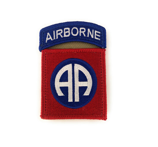82nd Airborne Color Patch with Airborne Tab Sewn Together with Hook Fastener (each)