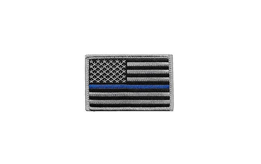 Tactical Police/Law Enforcement Blue Line U.S. Flag With Hook Fastener