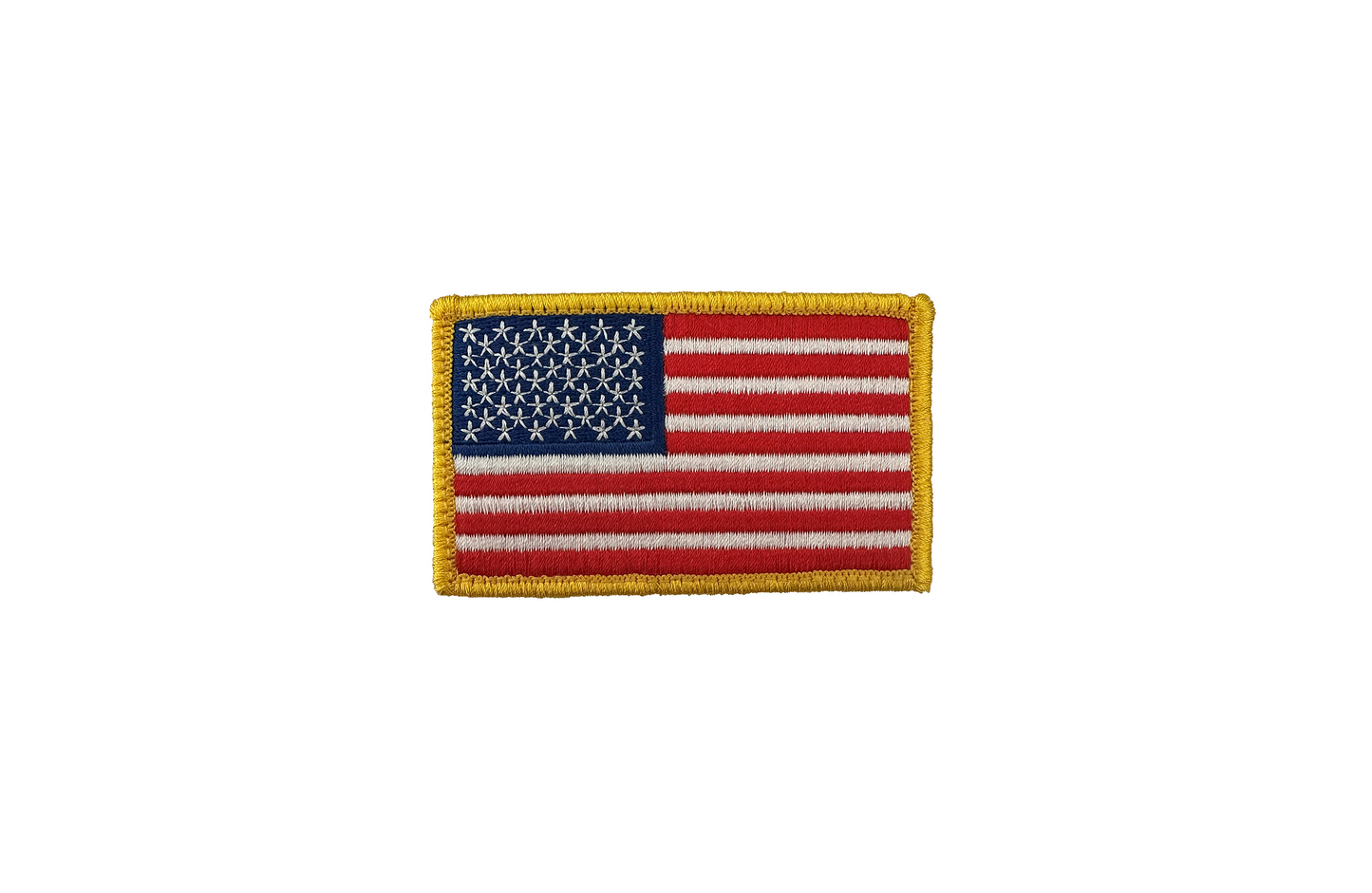 U.S. Flag Regular Color With Gold Border Patch W/ Hook Fastener