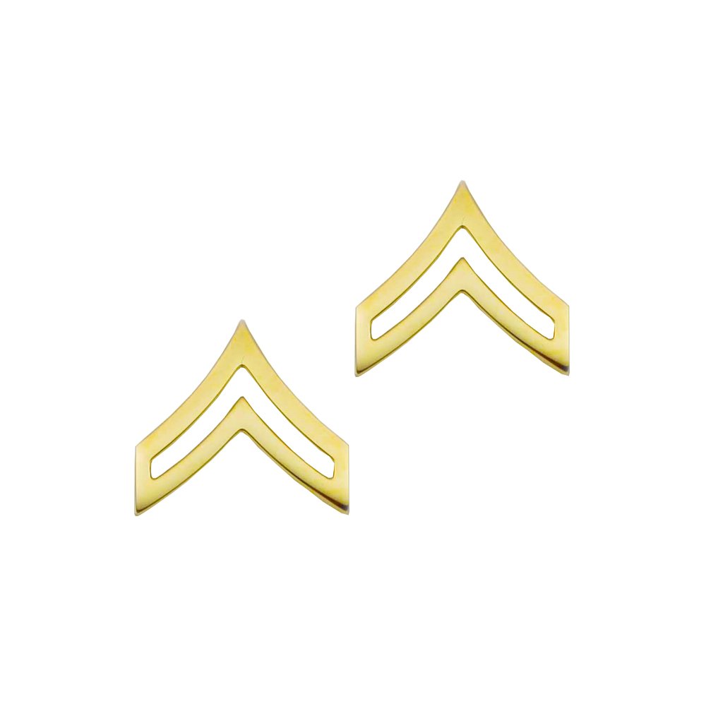 Police Corporal Gold Rank Pin Tall 13/16" Pair - Sta-Brite Insignia INC.