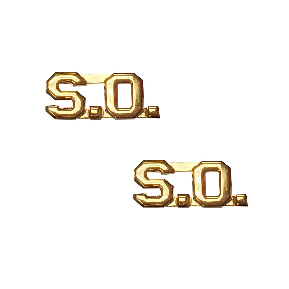 Police SO Letters Pin 3/8" Gold Pair - Sta-Brite Insignia INC.